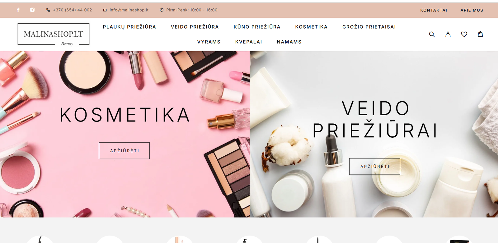 Internetinė parduotuvė lietuvių kalba Malina Shop